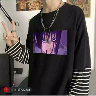 Чоловіча футболка з принтом Ітачі ( Itachi Uchiha ) Аніме Наруто XS, Чорний ANFBBLWH004AN фото